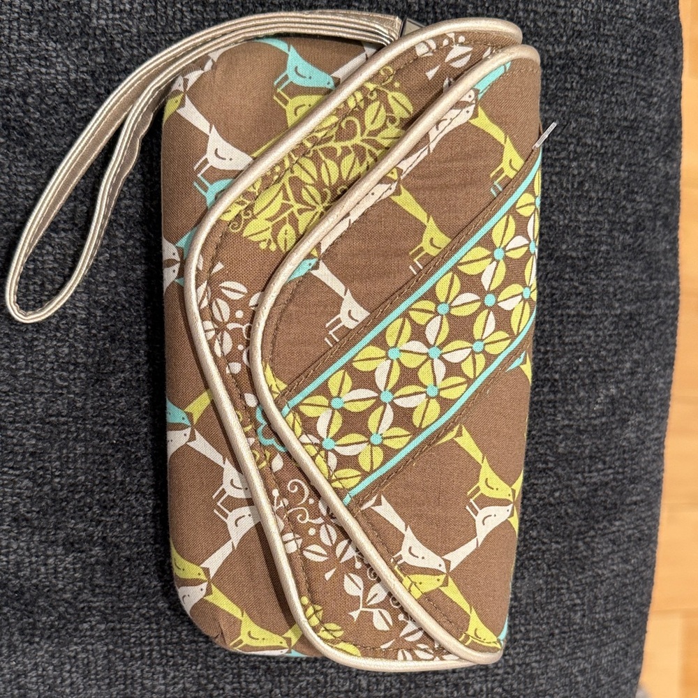 Vera Bradley Brown and Yellow Geometric Wristlet